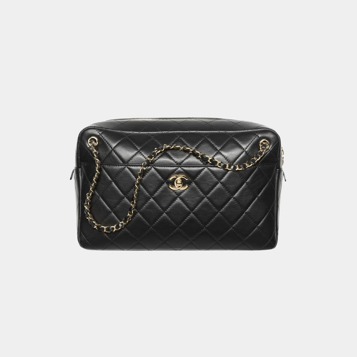 Maxi Camera Case in Black Lambskin
