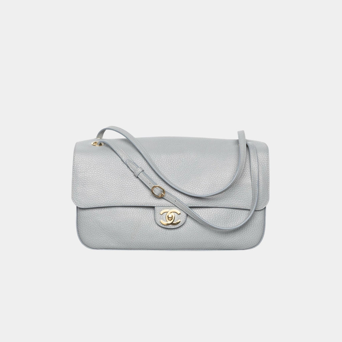 Maxi Flap Bag Grained Calfskin &amp; Gold-Tone Metal