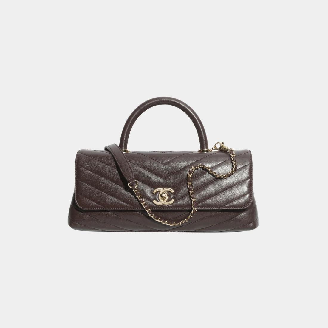 Chanel Maxi Flap Bag With Top Handle Leather & Gold tone Metal