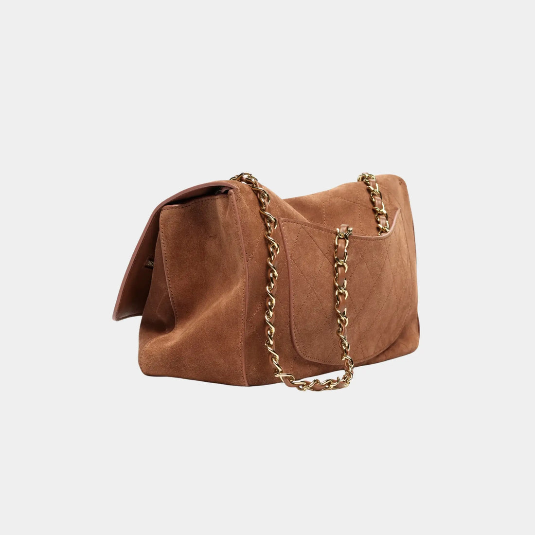 Chanel Maxi Flapbag in Suede Calfskin & Gold-Tone Metal, Camel, Back