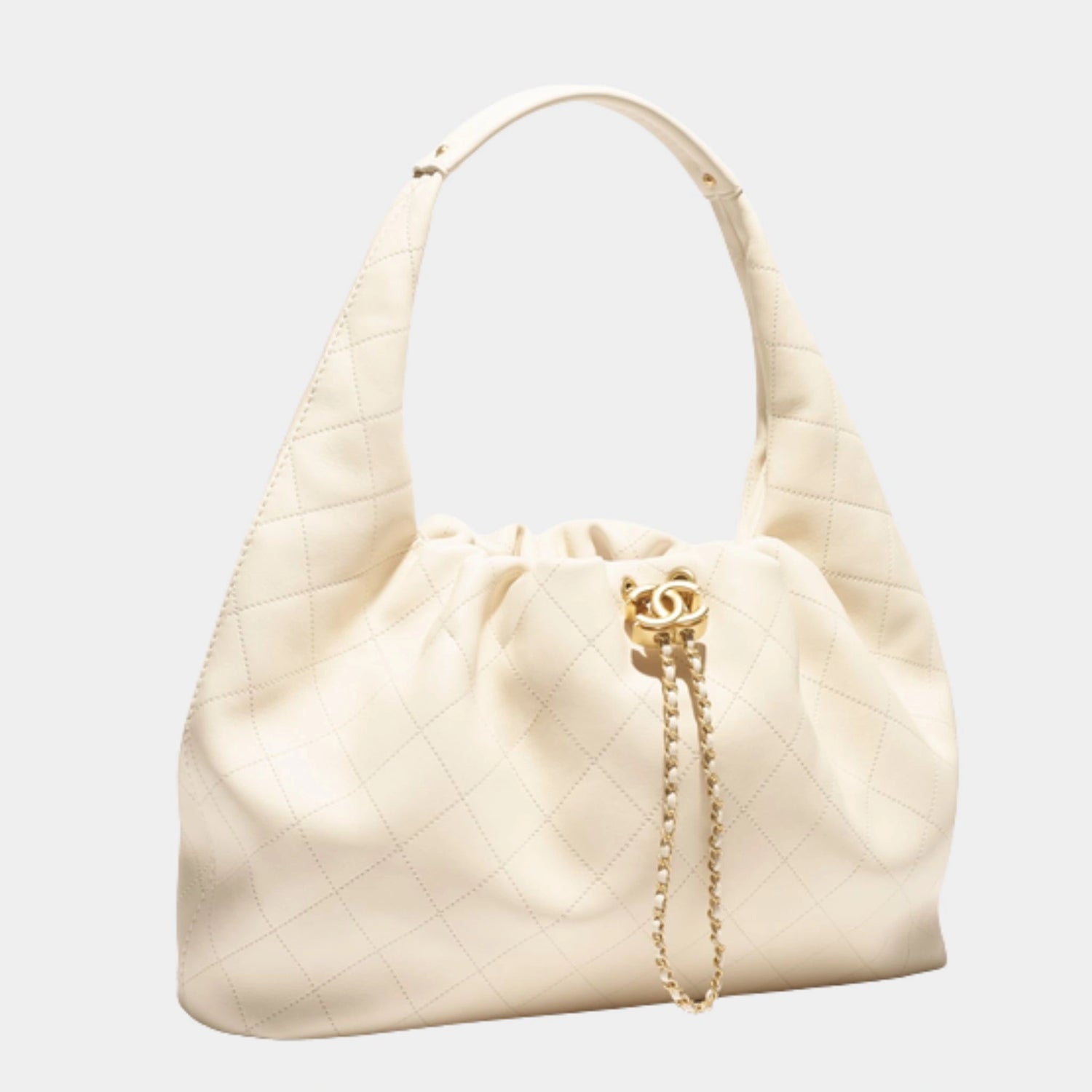 Maxi Hobo Bag Calfskin White 