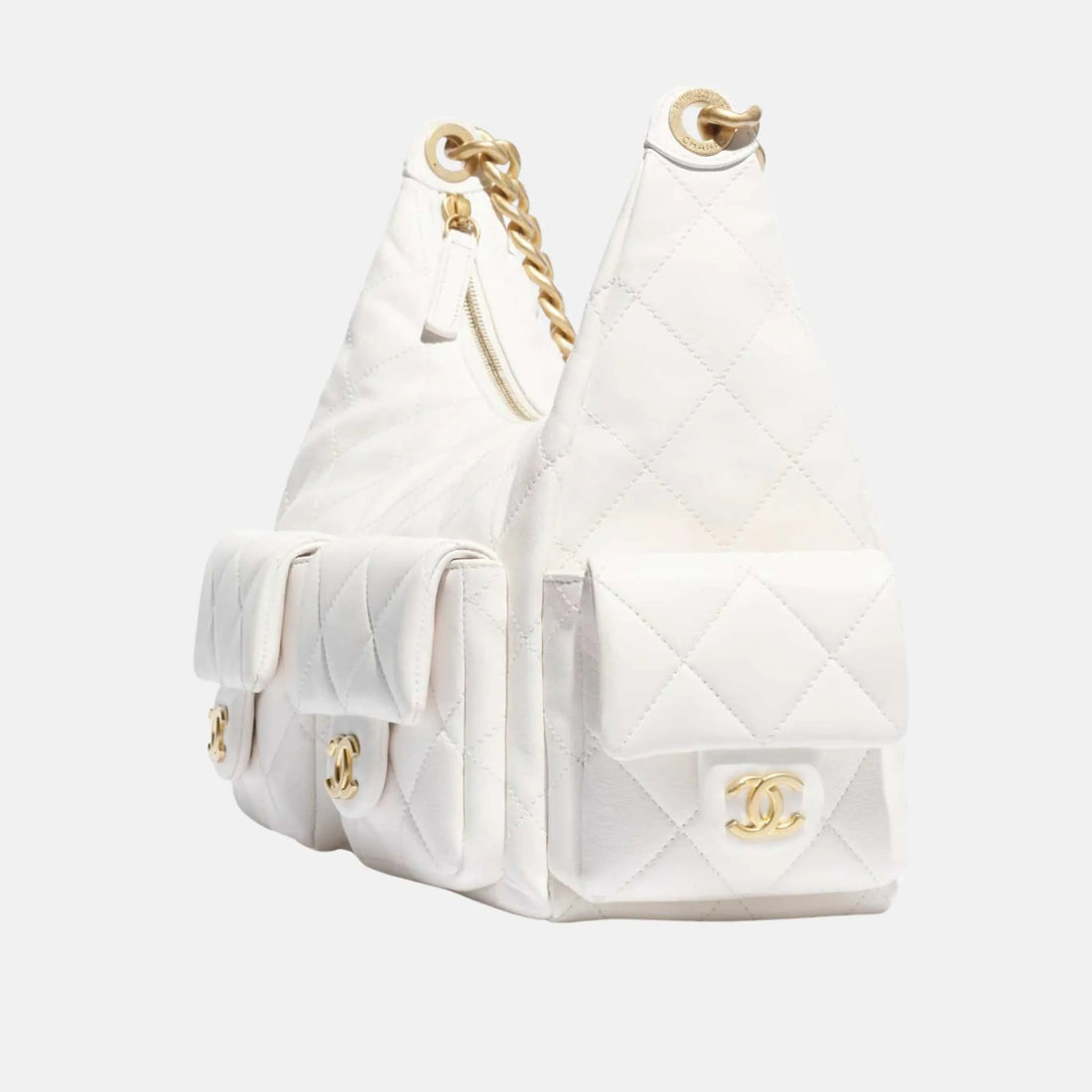 Chanel Maxi Hobo Bag Cruise 2024/25, White, Side