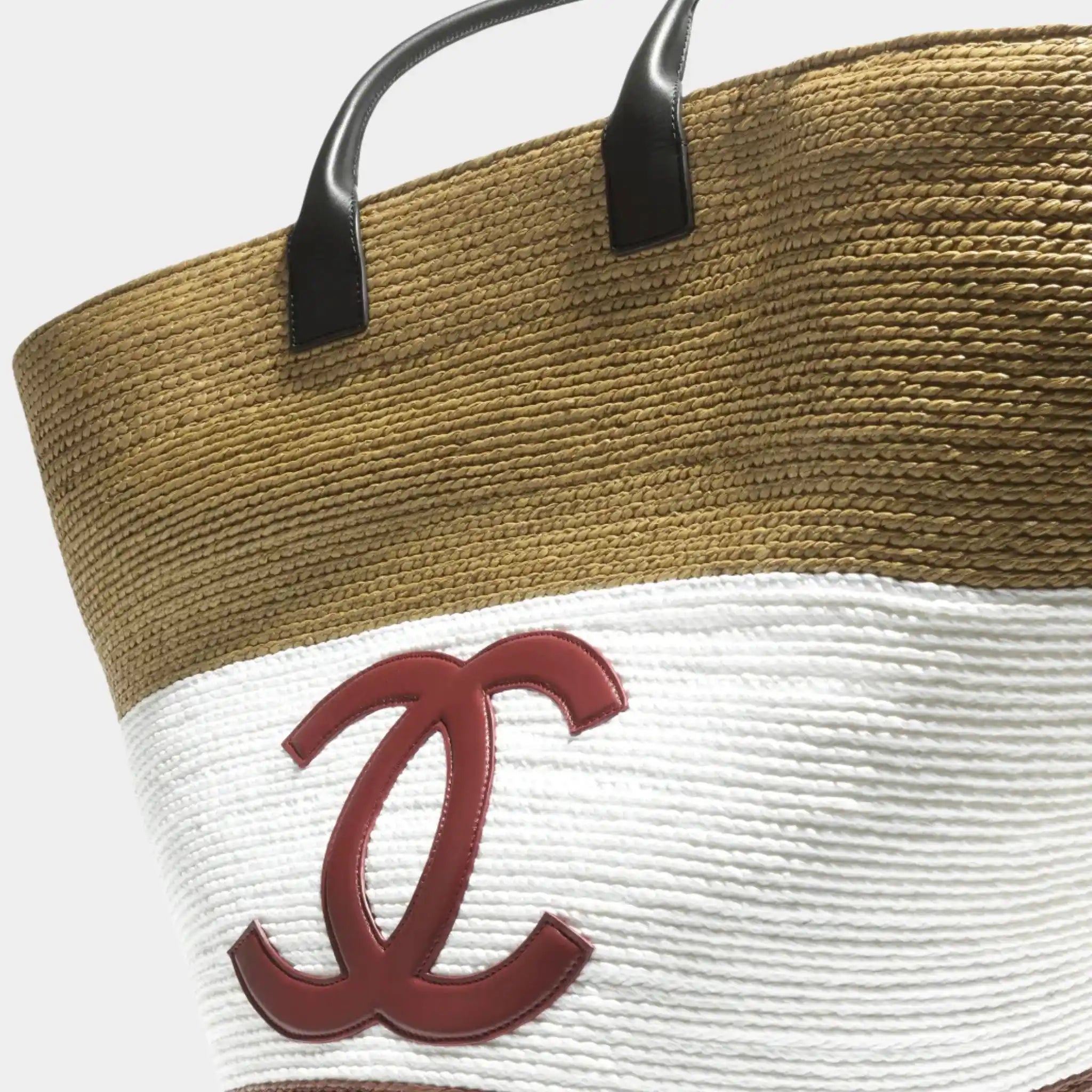 Maxi Tote Bag Braided Raffia &amp; Calfskin