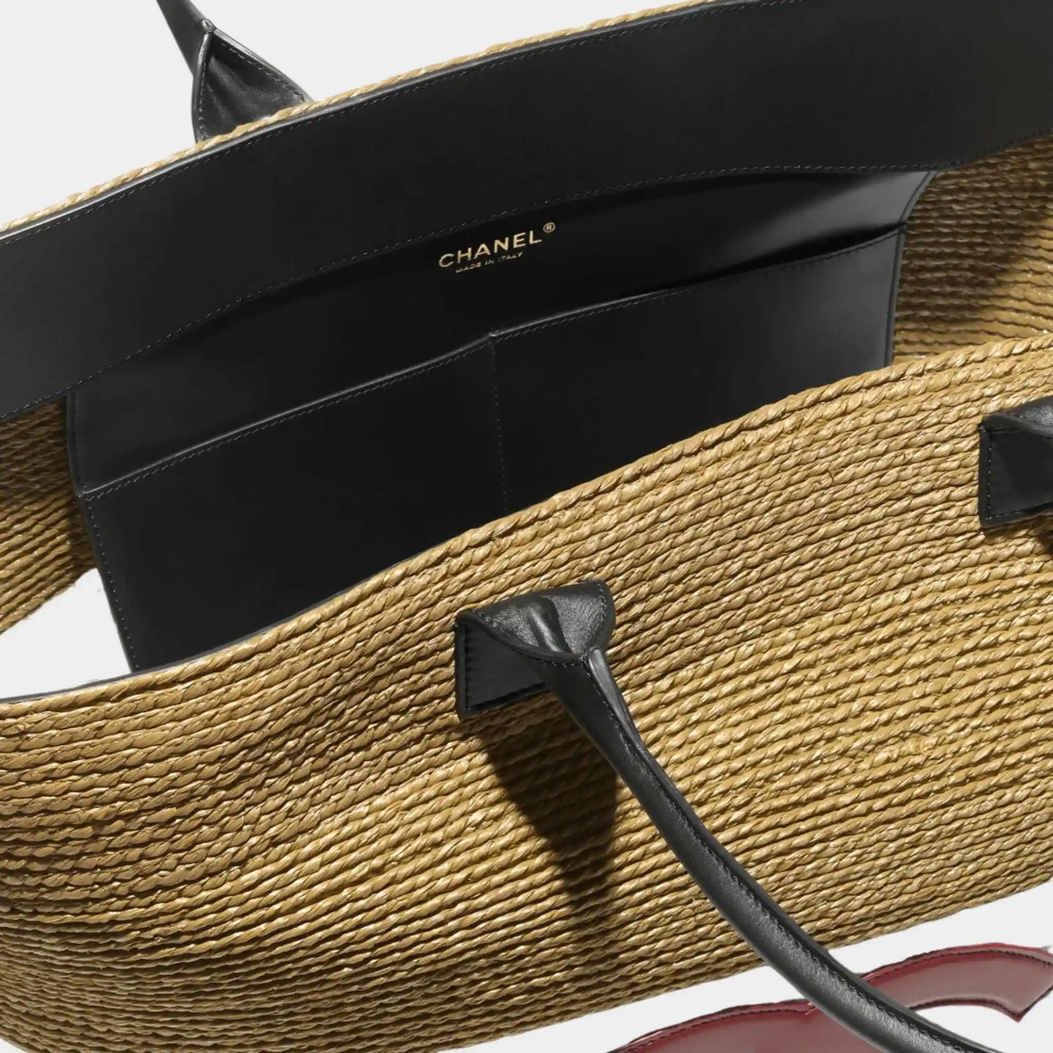 Maxi Tote Bag Braided Raffia &amp; Calfskin
