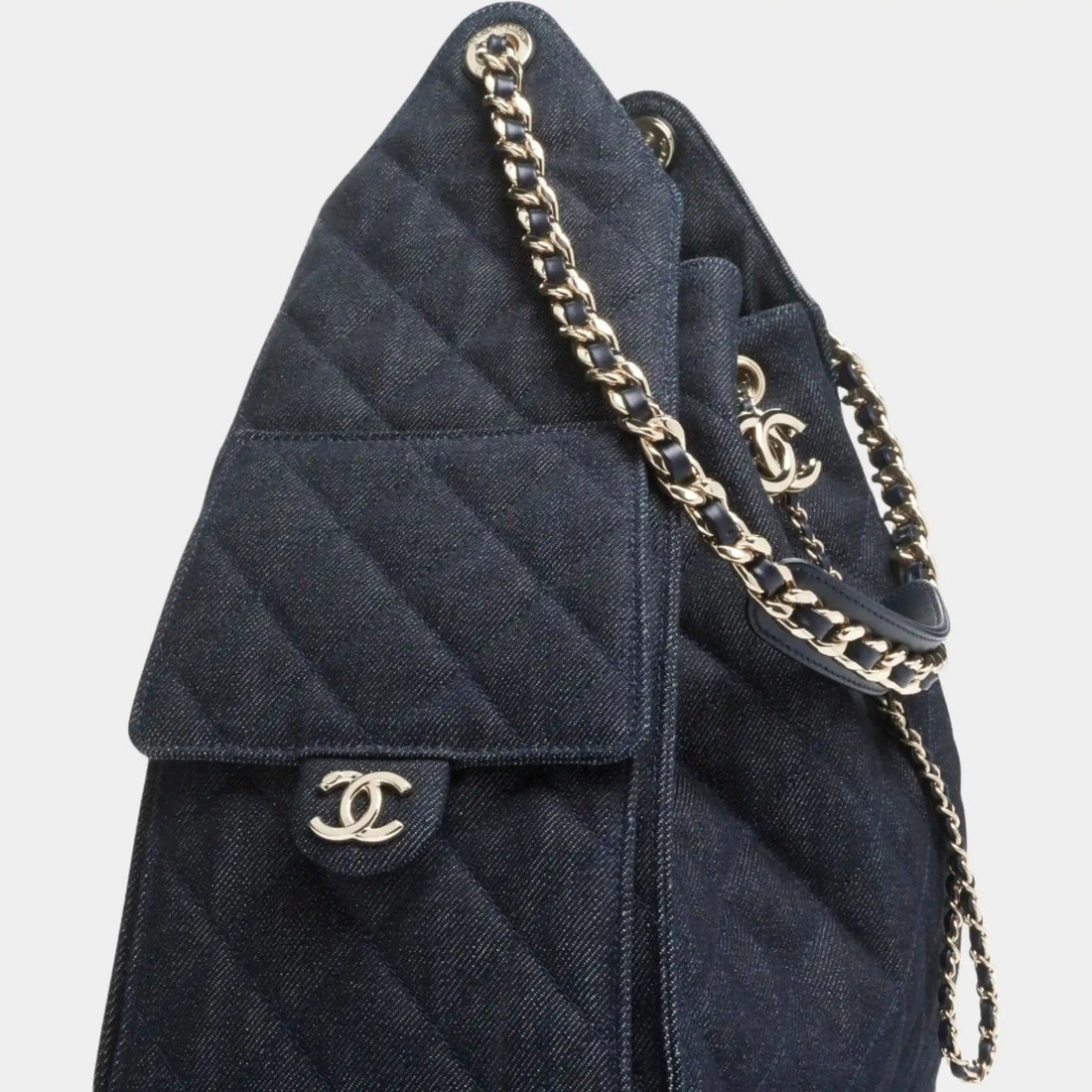 Chanel Medium 25 Bag Denim & Gold Metal Dark Blue, side