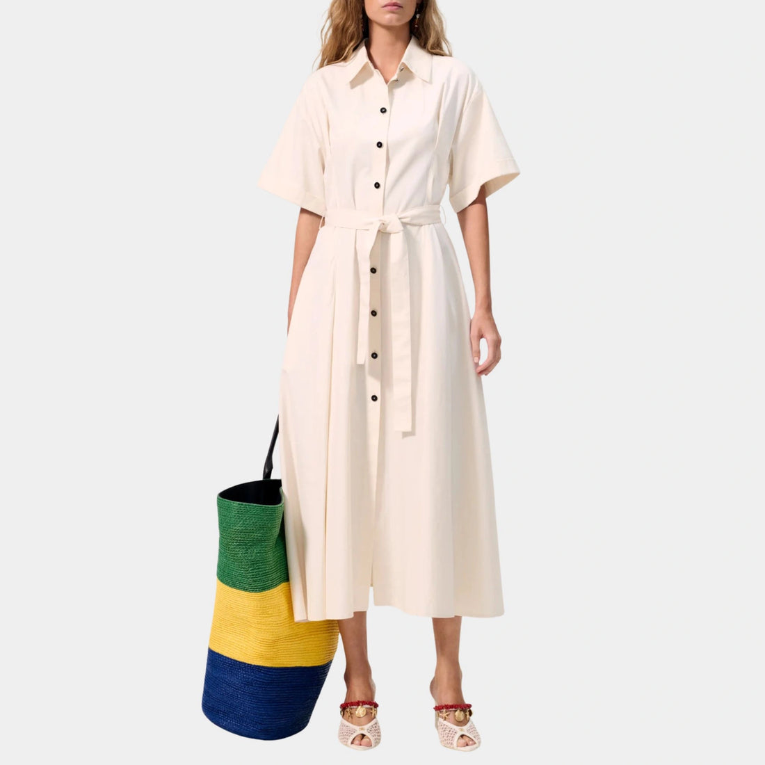 Chanel Midi Dress Cotton &amp; Silk Ecru
