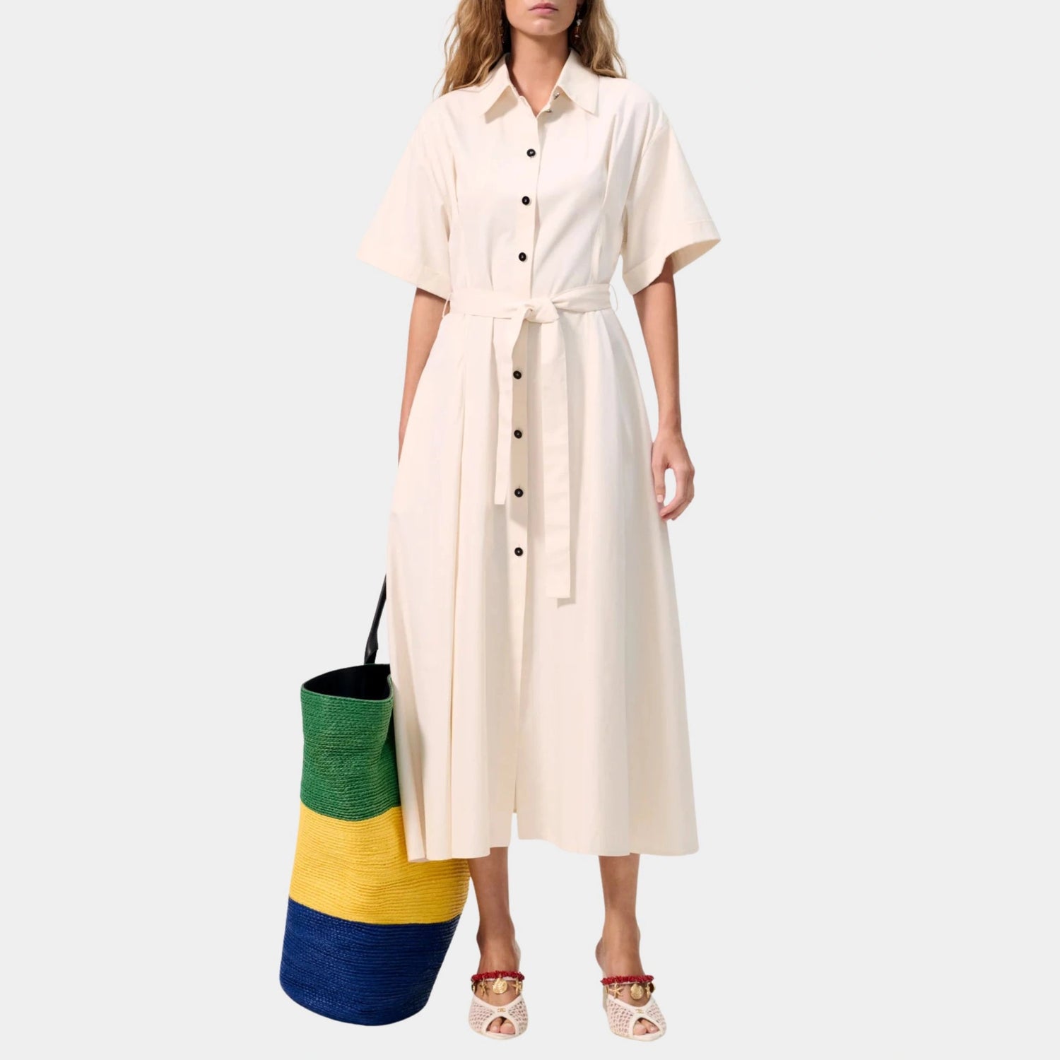 Chanel Midi Dress Cotton &amp; Silk Ecru