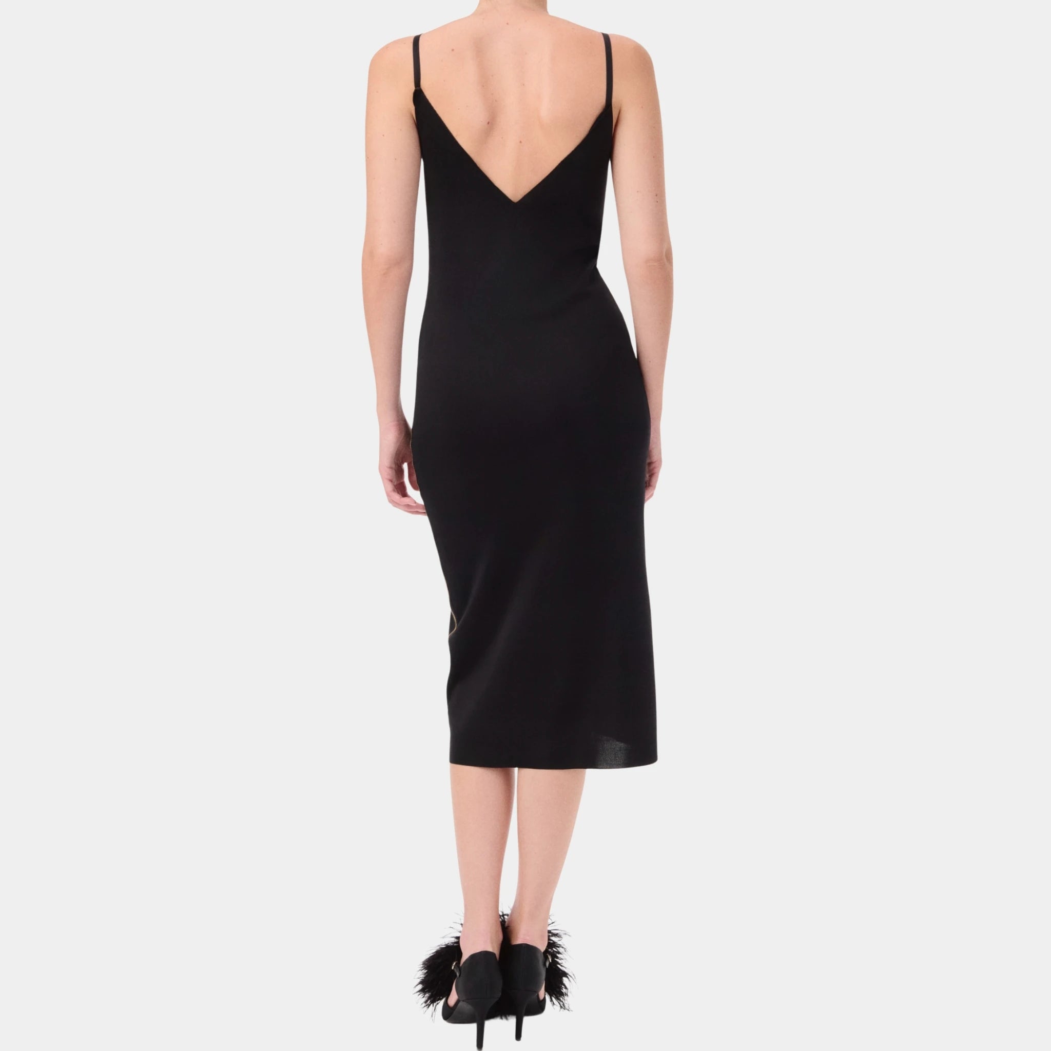 Chanel Midi Dress Silk in Black, Back