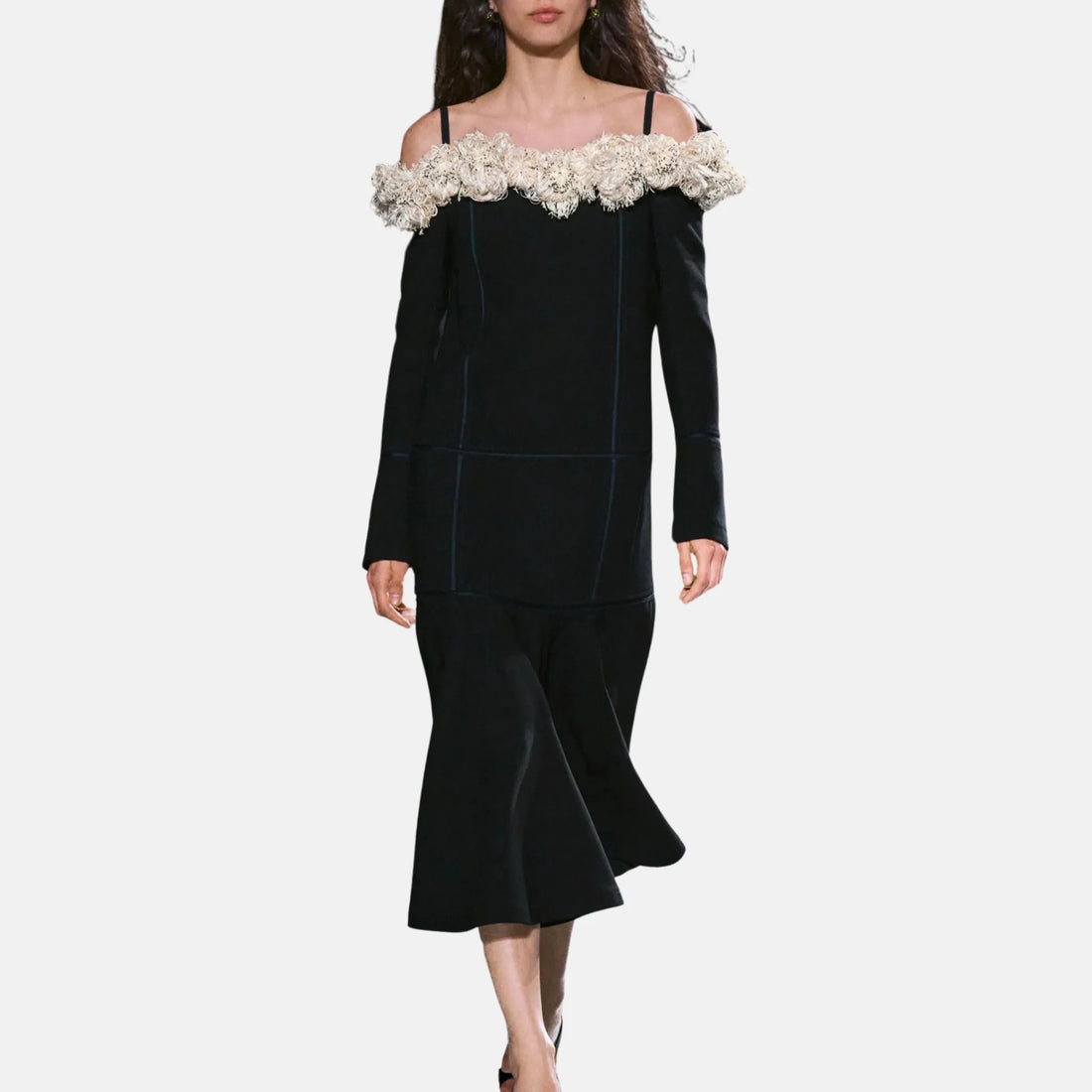 Chanel Midi Dress Wool Silk in Black