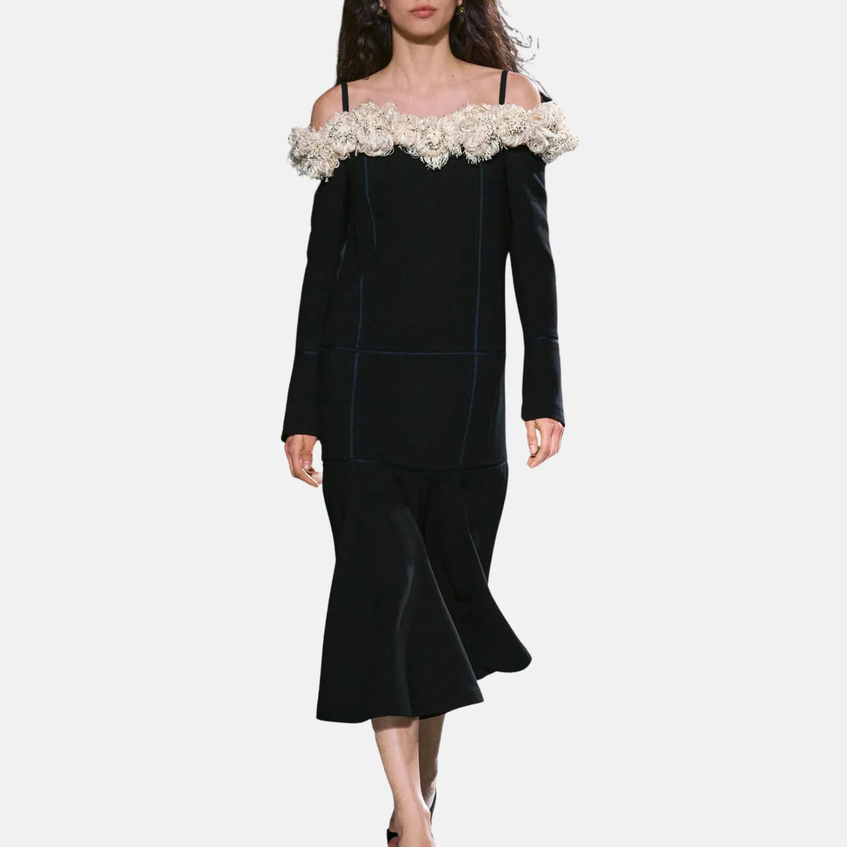 Chanel Midi Dress Wool Silk in Black