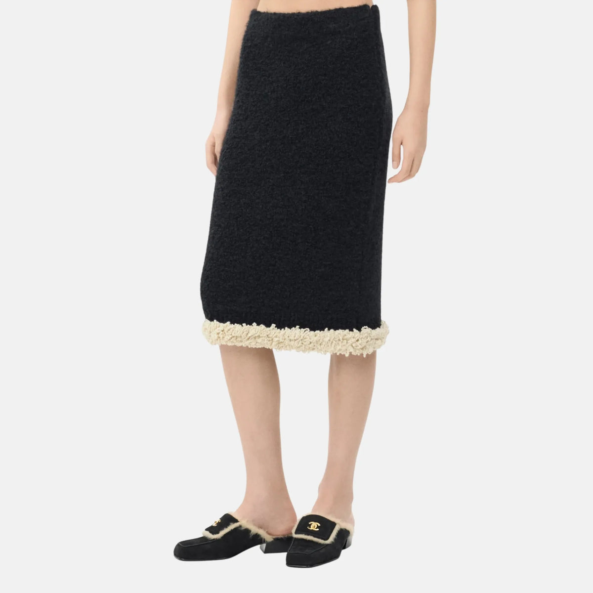 Midi Skirt Cashmere in Black and Ecru