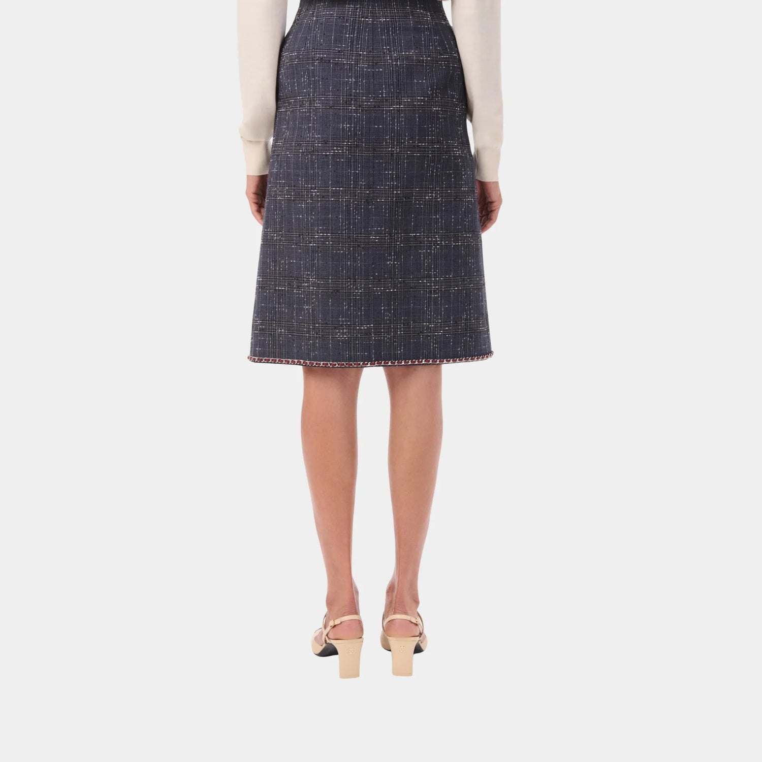 Chanel Midi Skirt Cotton in Dark Blue &amp; Gray, Back
