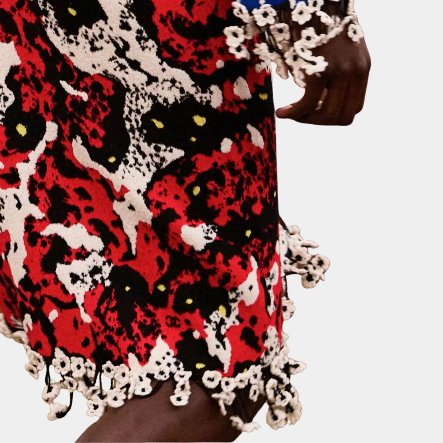 Chanel Midi Skirt Mixed Fibers Black White Red &amp; Yellow