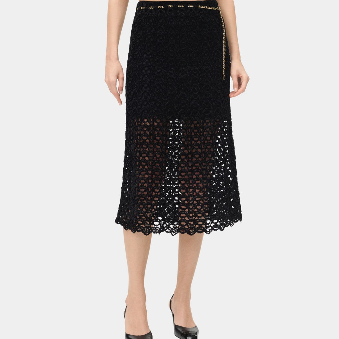 Chanel Midi Skirt Mixed Fibres BlackChanel Midi Skirt Mixed Fibres Black
