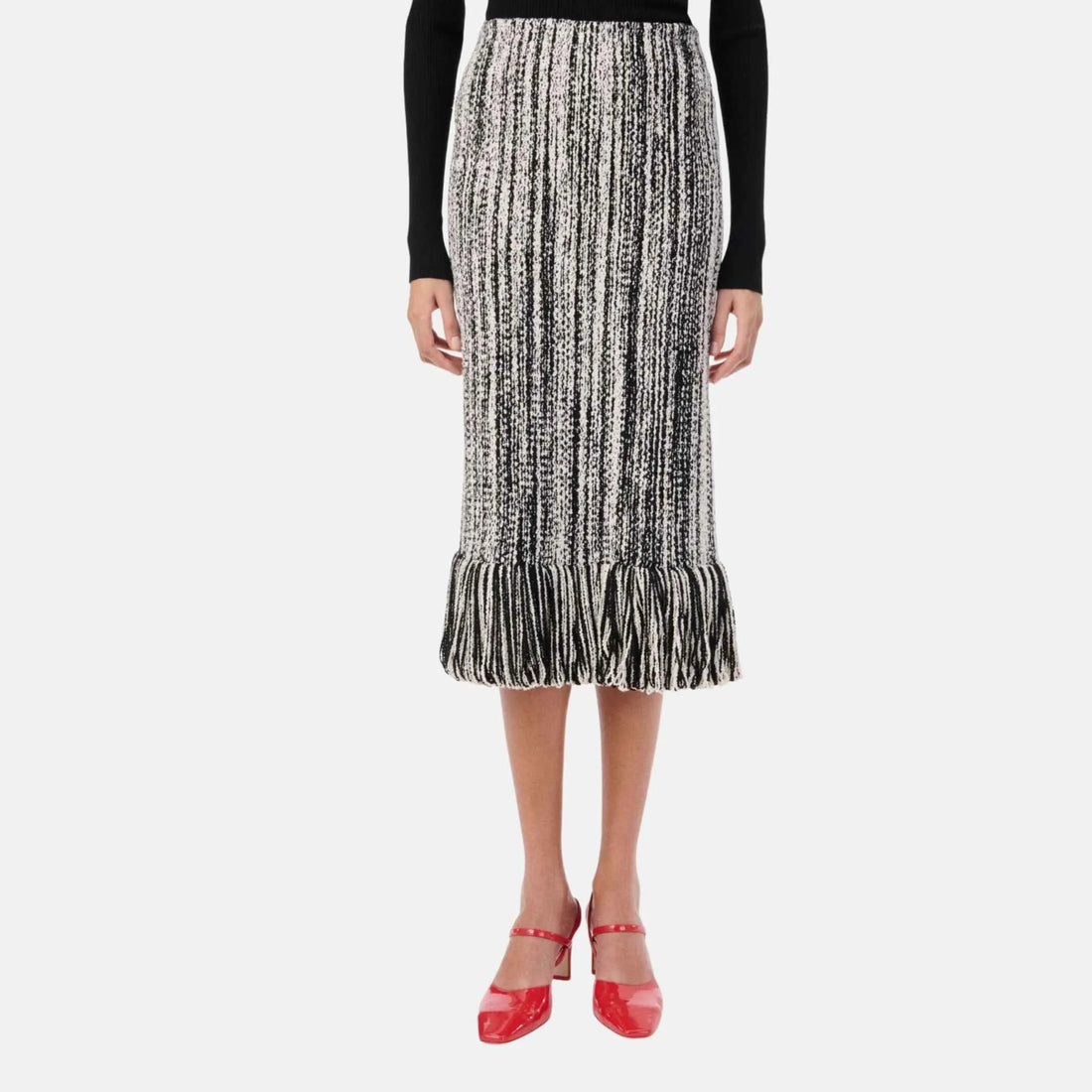 Chanel Midi Skirt Silk in White and Black