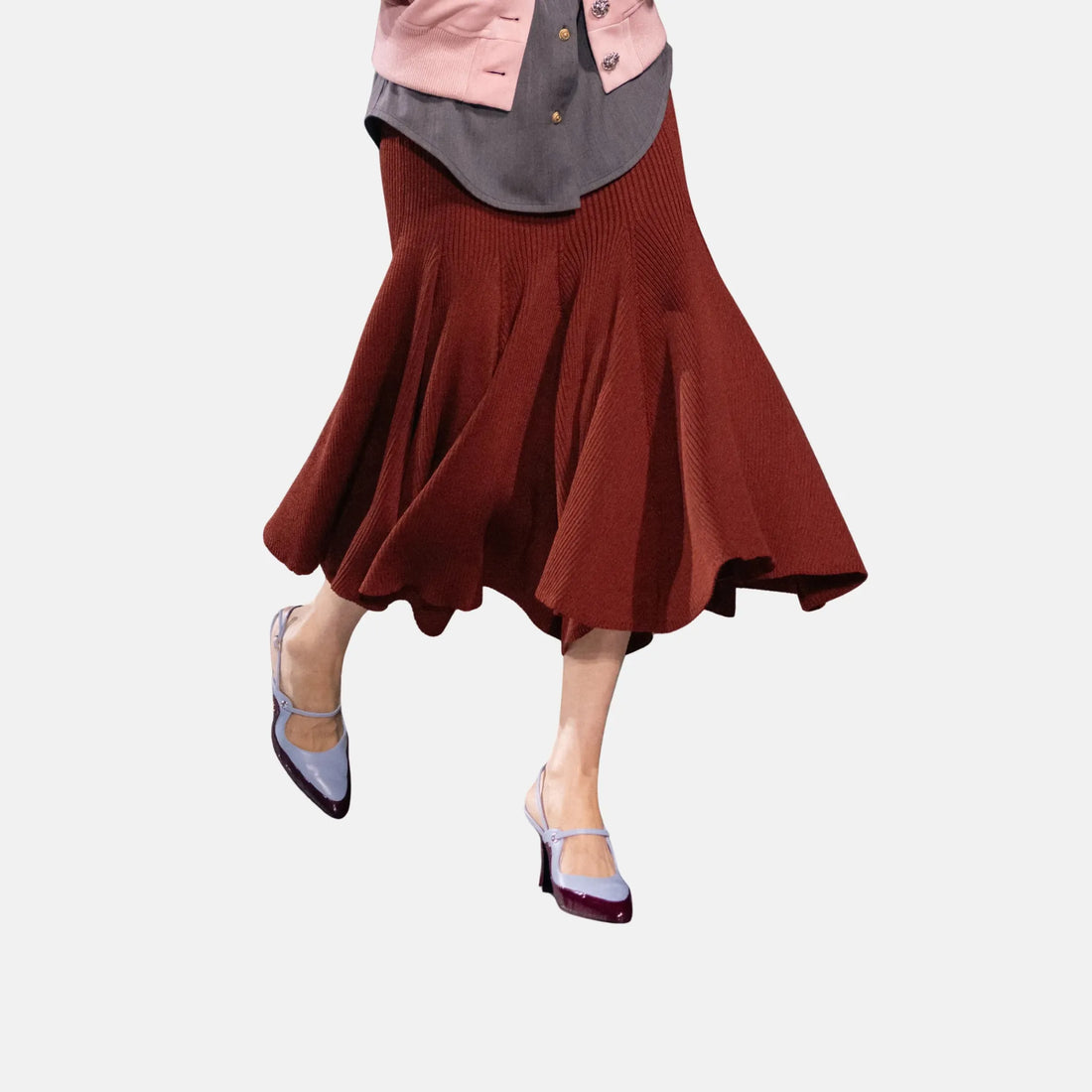 Midi Skirt Wool Silk in Burgundy