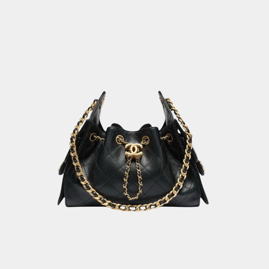 Chanel Mini 25 Bag Grained Calfskin & Gold-Plated Metal Black, Fornt