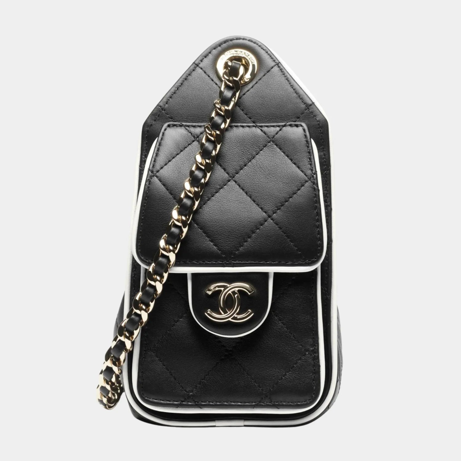 Chanel 25 Mini Bag Calfskin &amp; Gold-Plated Metal Black &amp; White