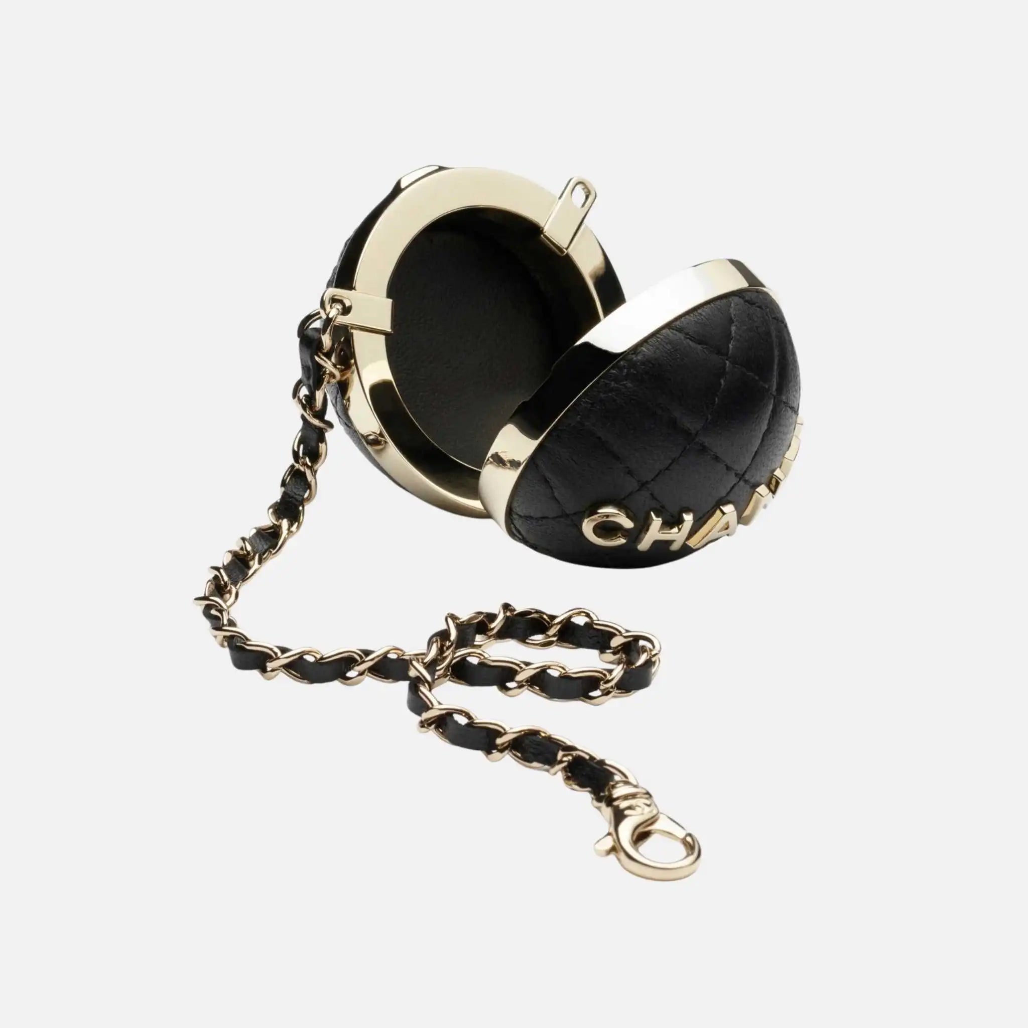 Chanel Mini Bag Charm, Black, Open