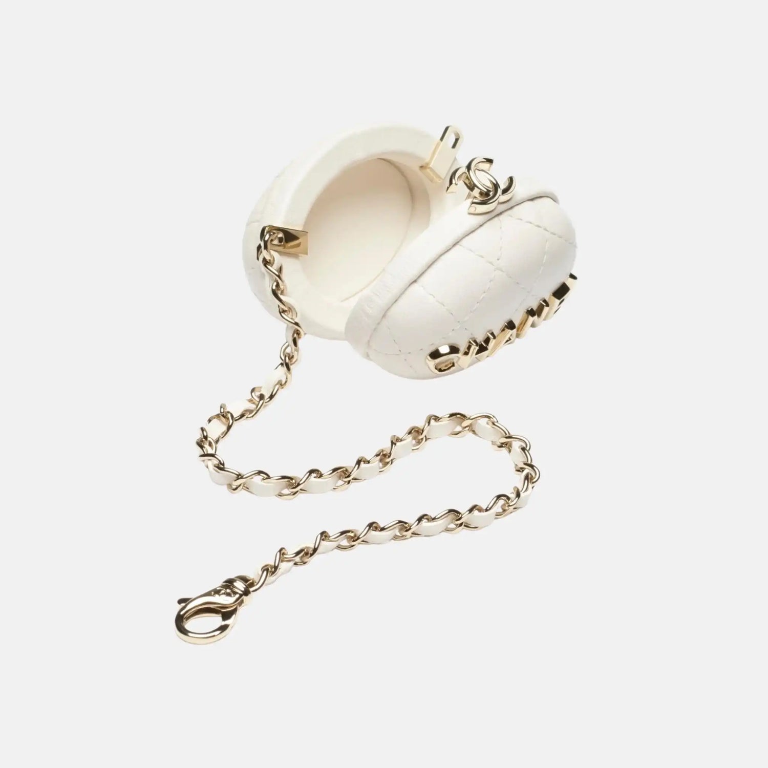 Chanel Mini Bag Charm Lambskin, White, Inside