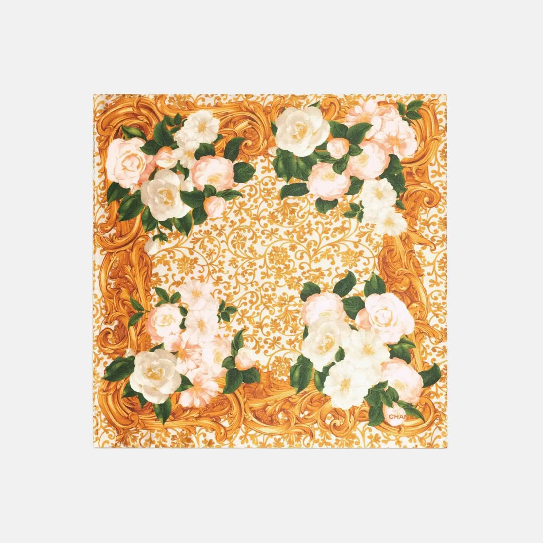 Chanel Mini Bandana in Silk Satin Light Beige and Golden