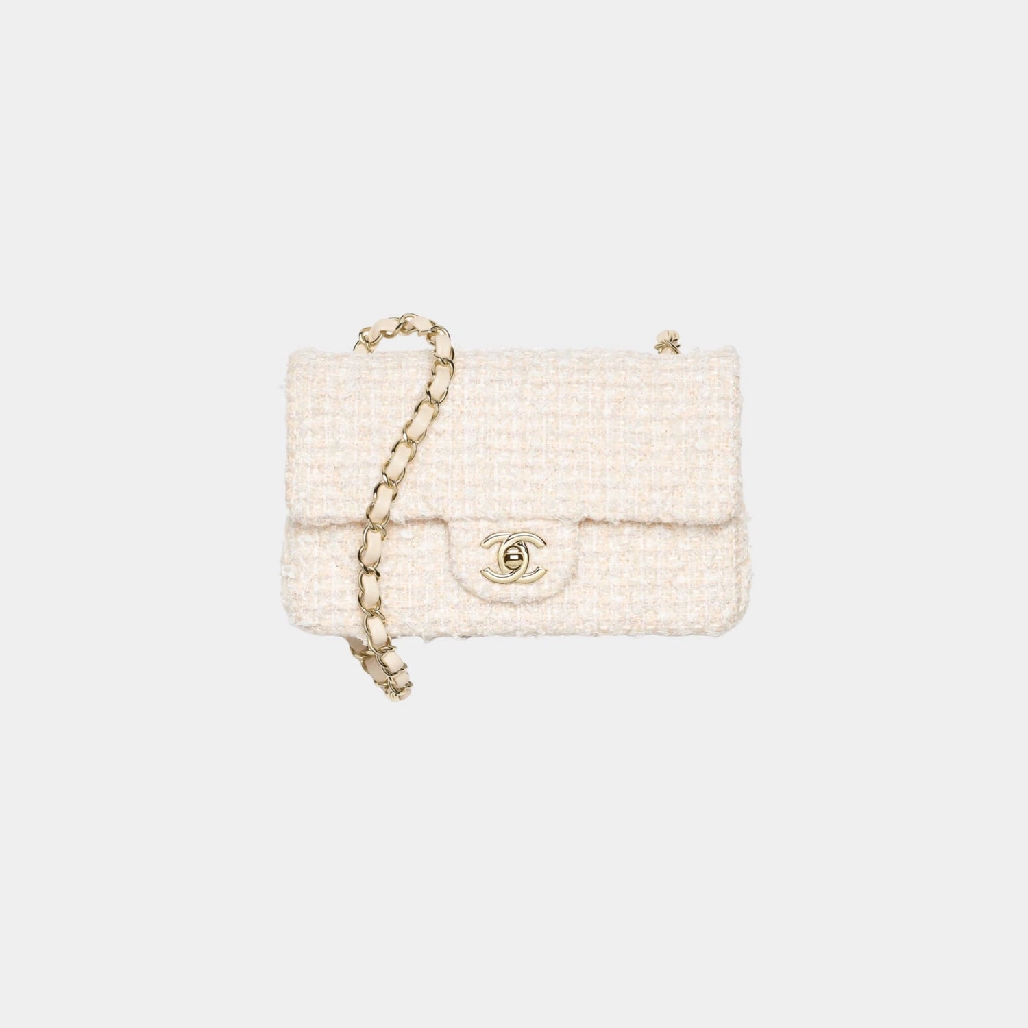 Mini Classic Handbag Tweed &amp; Fabrics With Gold Metal