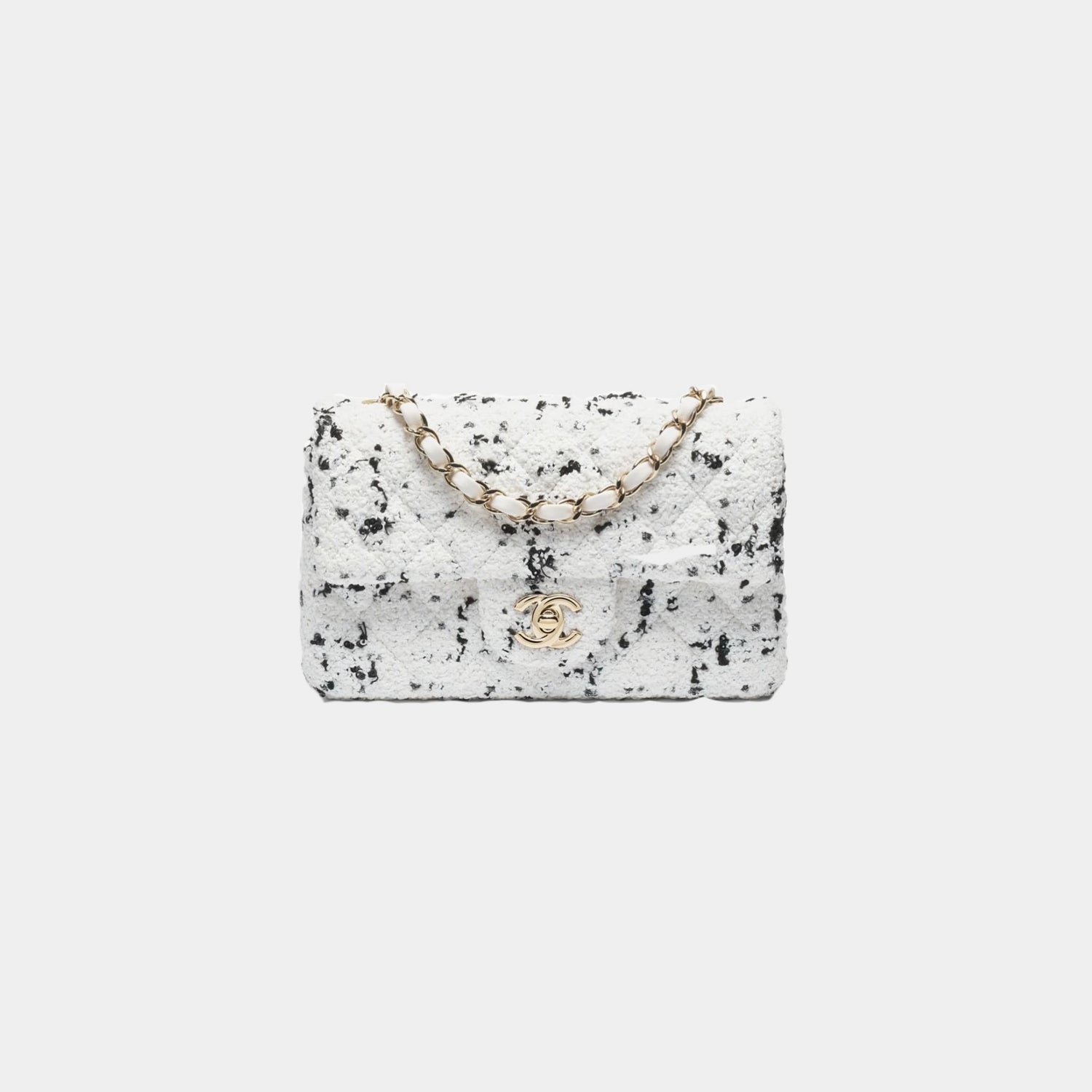 Mini Classic Handbag Tweed &amp; Fabrics With Gold Metal