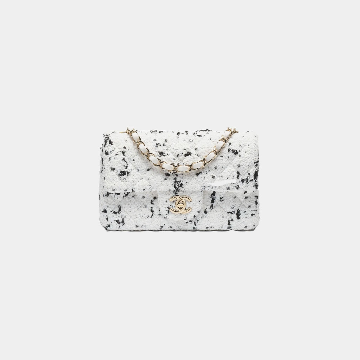 Mini Classic Handbag Tweed & Fabrics With Gold Metal