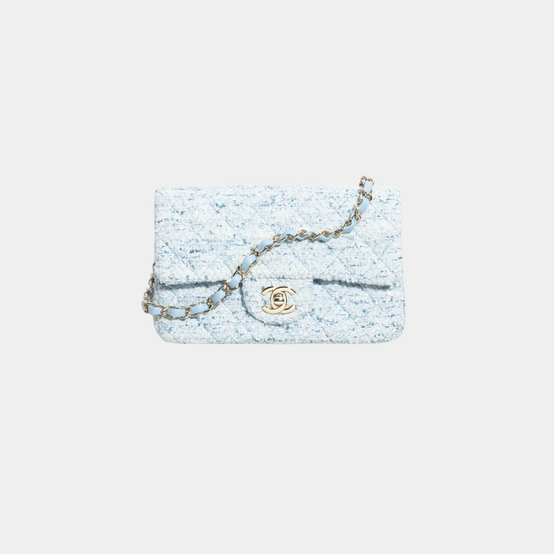 Mini Classic Handbag Tweed & Fabrics With Gold Metal