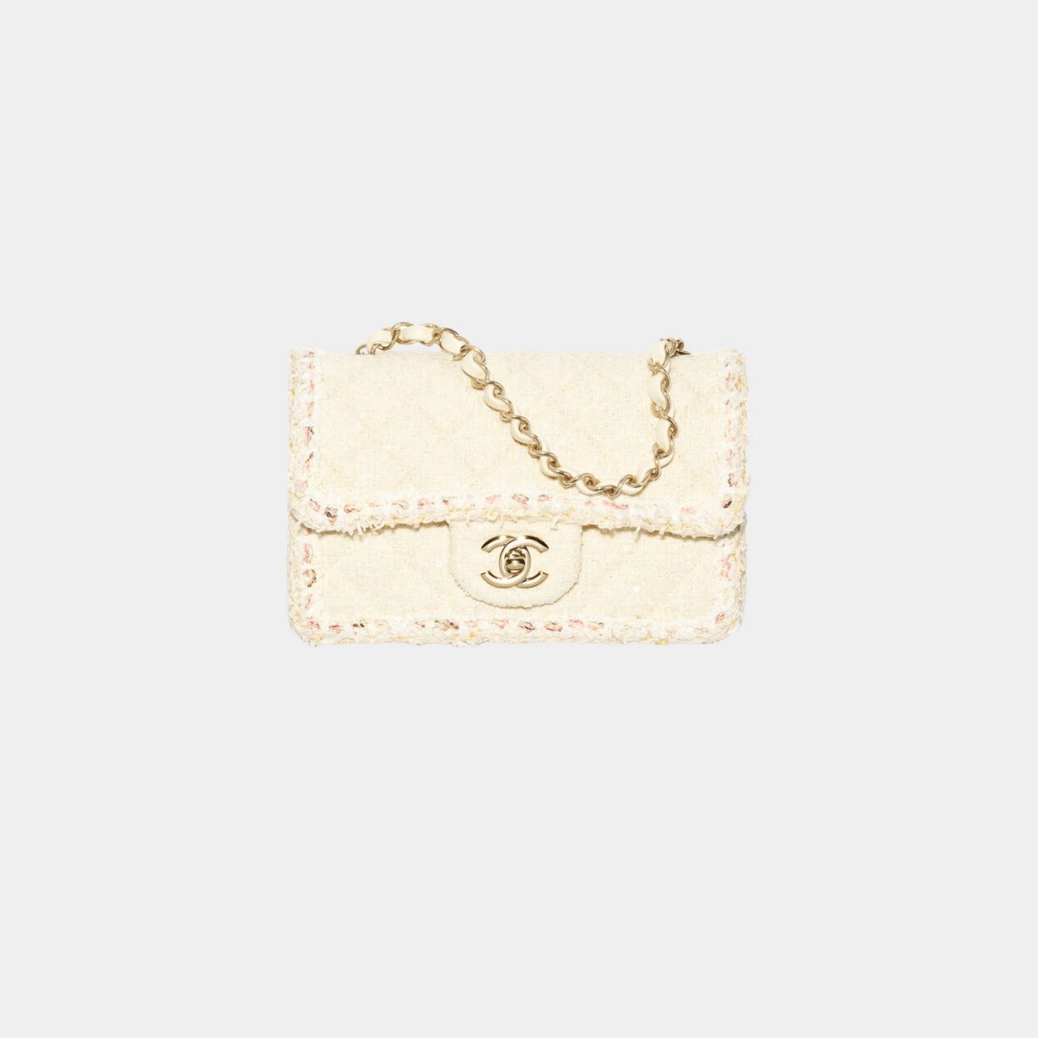 Mini Classic Handbag Tweed &amp; Fabrics With Gold Metal