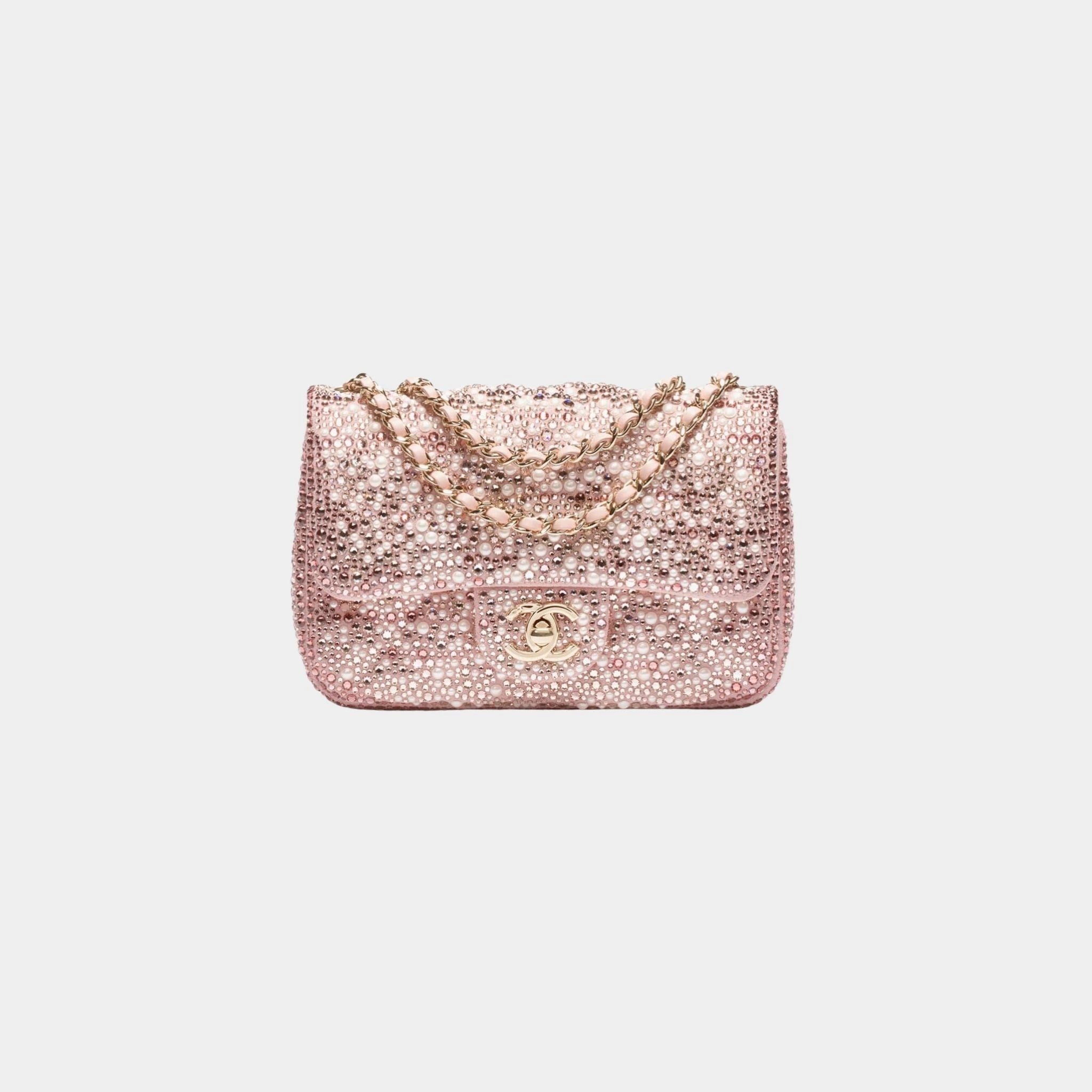 Chanel Flap Bag Glass Beads Sequins &amp; Gold Tone Metal
