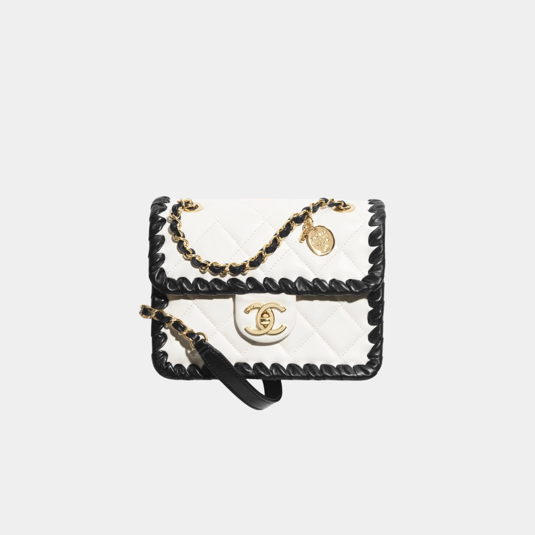 Chanel Mini Flap Bag Lambskin Braided Calfskin &amp; Gold Tone Metal, Front 