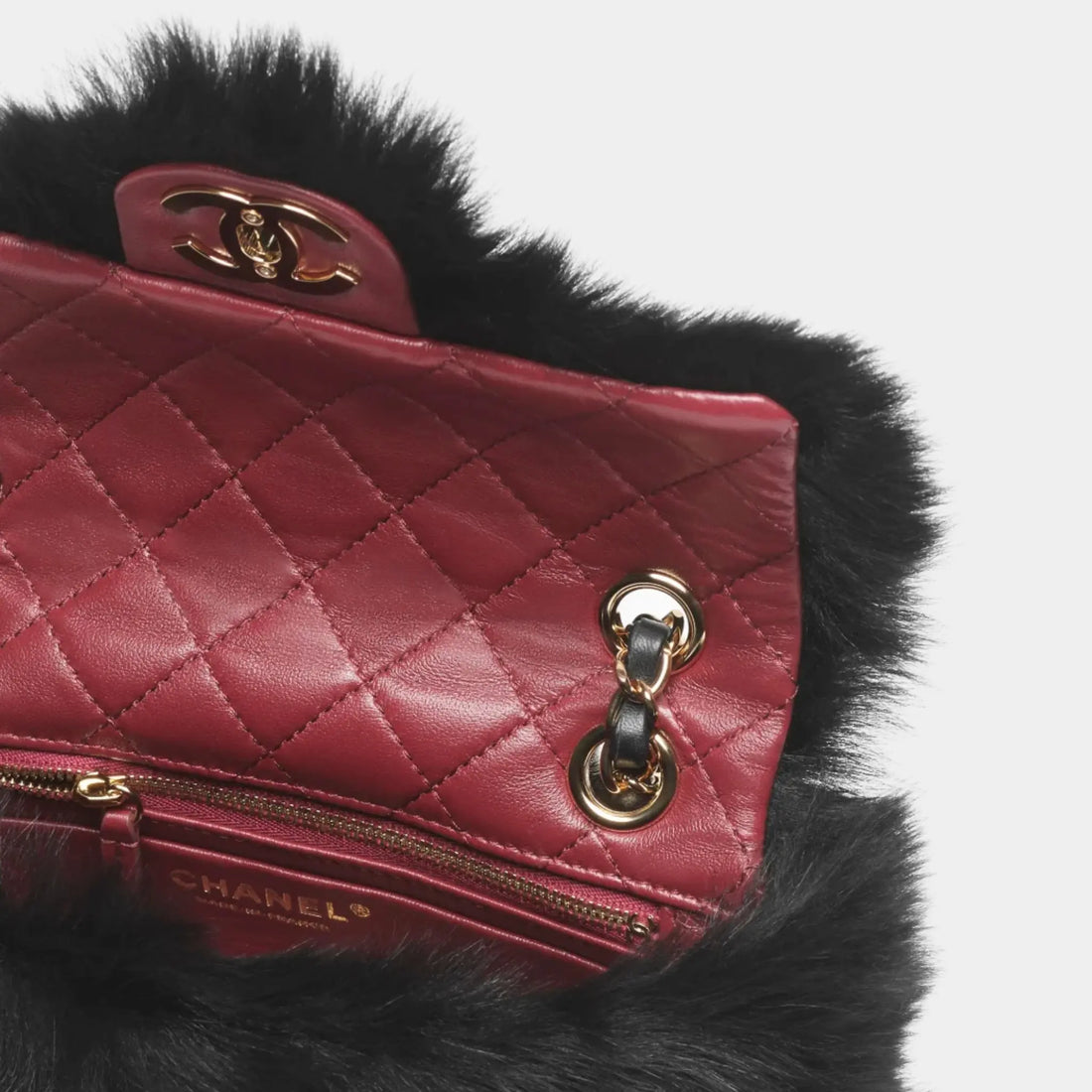 Chanel Mini Flap Bag Shearling Lambskin & Gold-Tone Metal Black