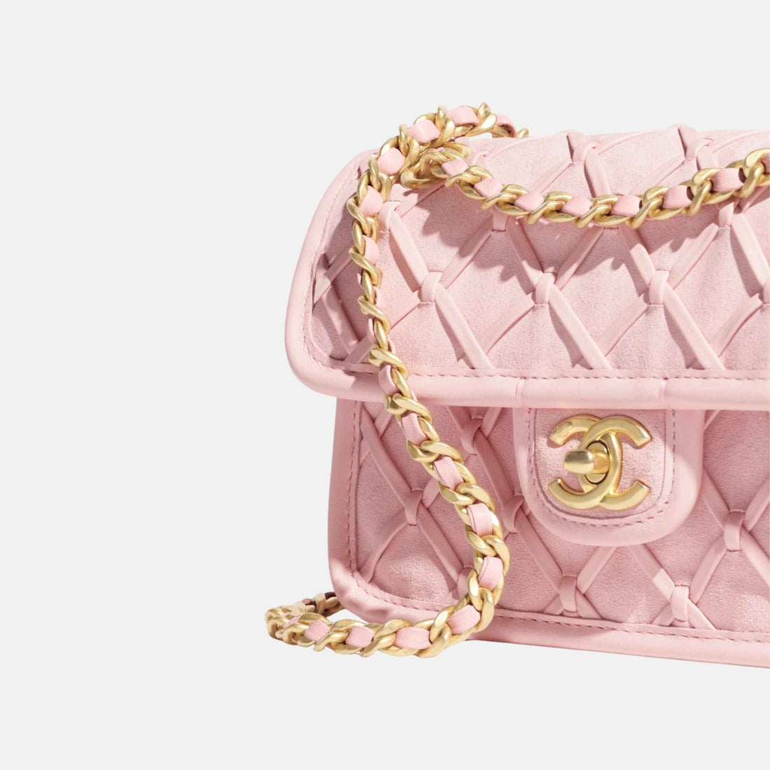 Chanel Mini Flap Bag In Suede And Braided Calfskin, Close