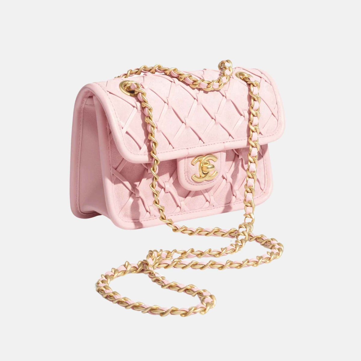 Mini Flap Bag In Suede And Braided Calfskin