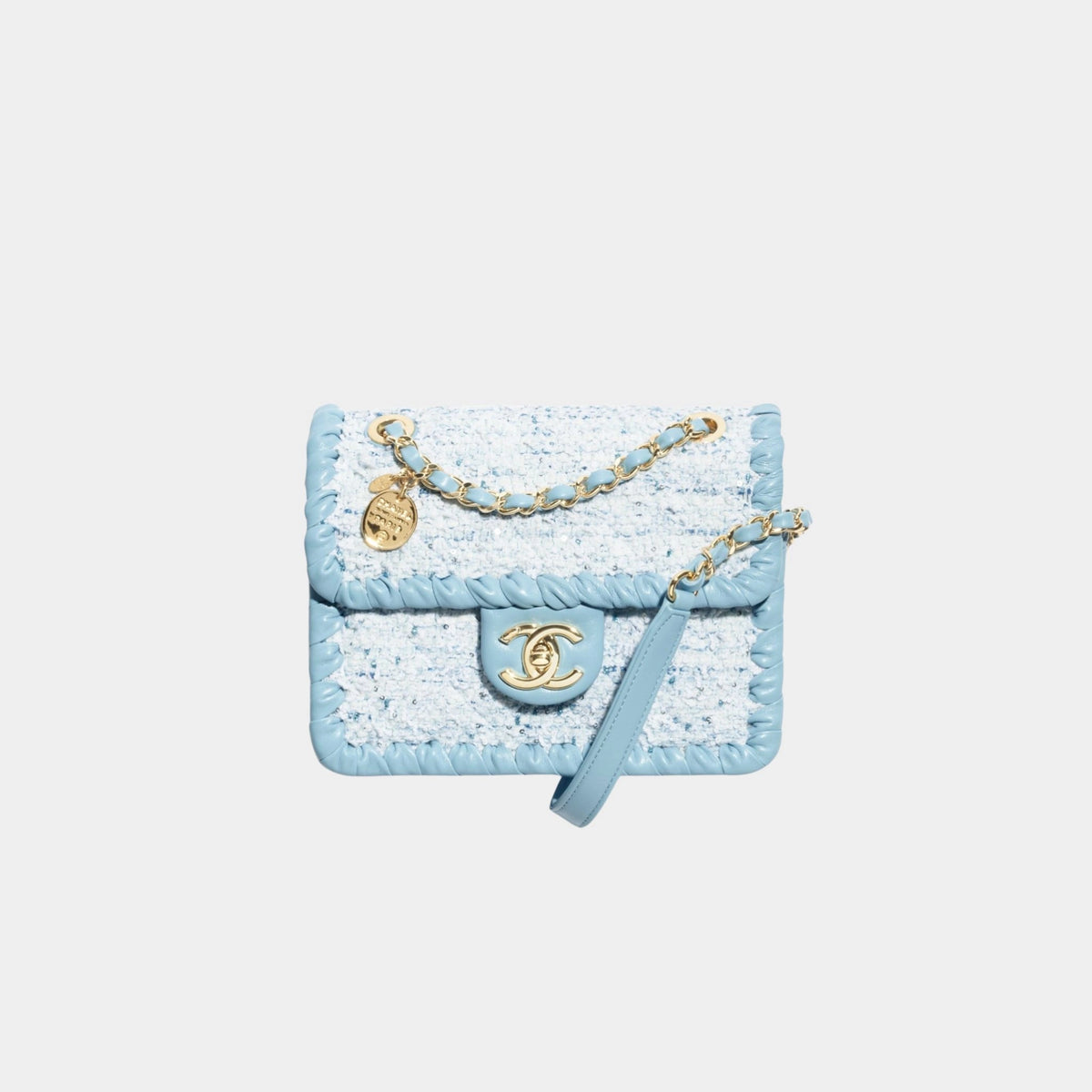 Mini Flap Bag Tweed Braided Calfskin & Gold Tone Metal