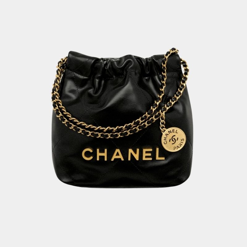 Chanel 22 Mini Handbag, Black, Front View