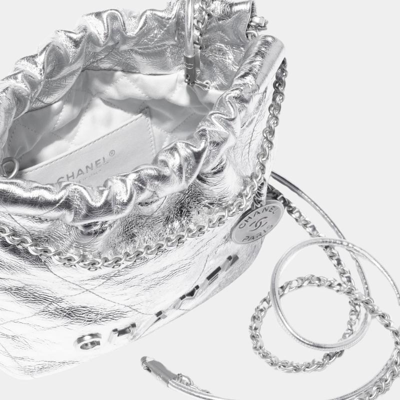 Chanel 22 Mini Handbag, Cruise 2024/25, Silver, Interior View