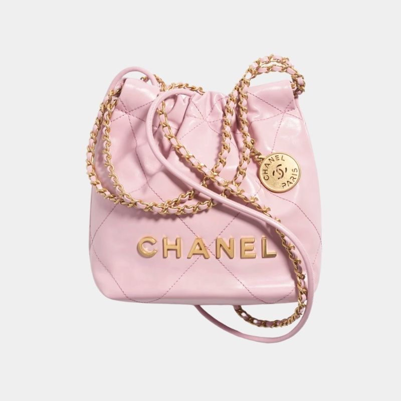 Chanel 22 Mini Handbag, Light Pink, Front View