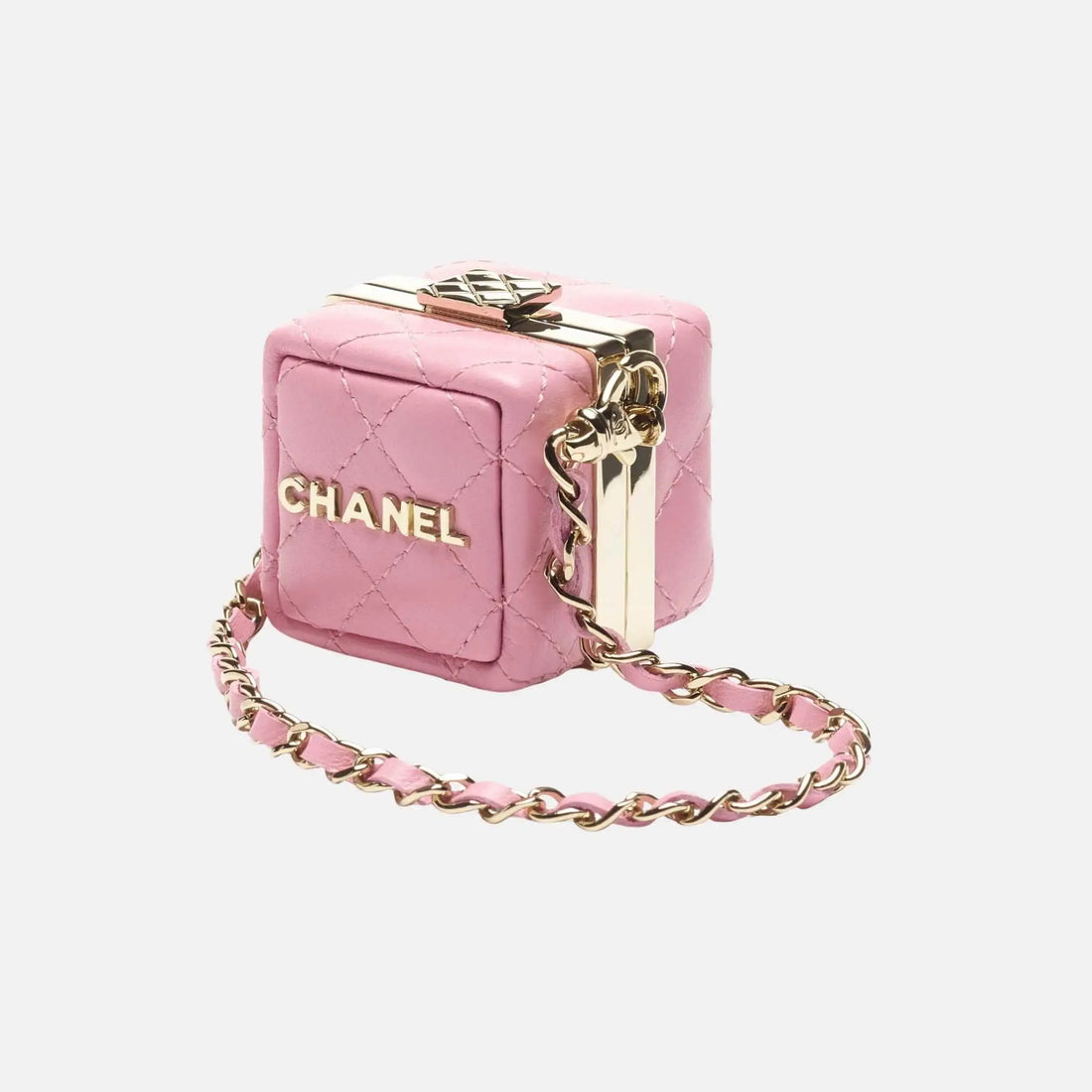 Chanel Mini Lambskin Bag Charm, Pink, Front