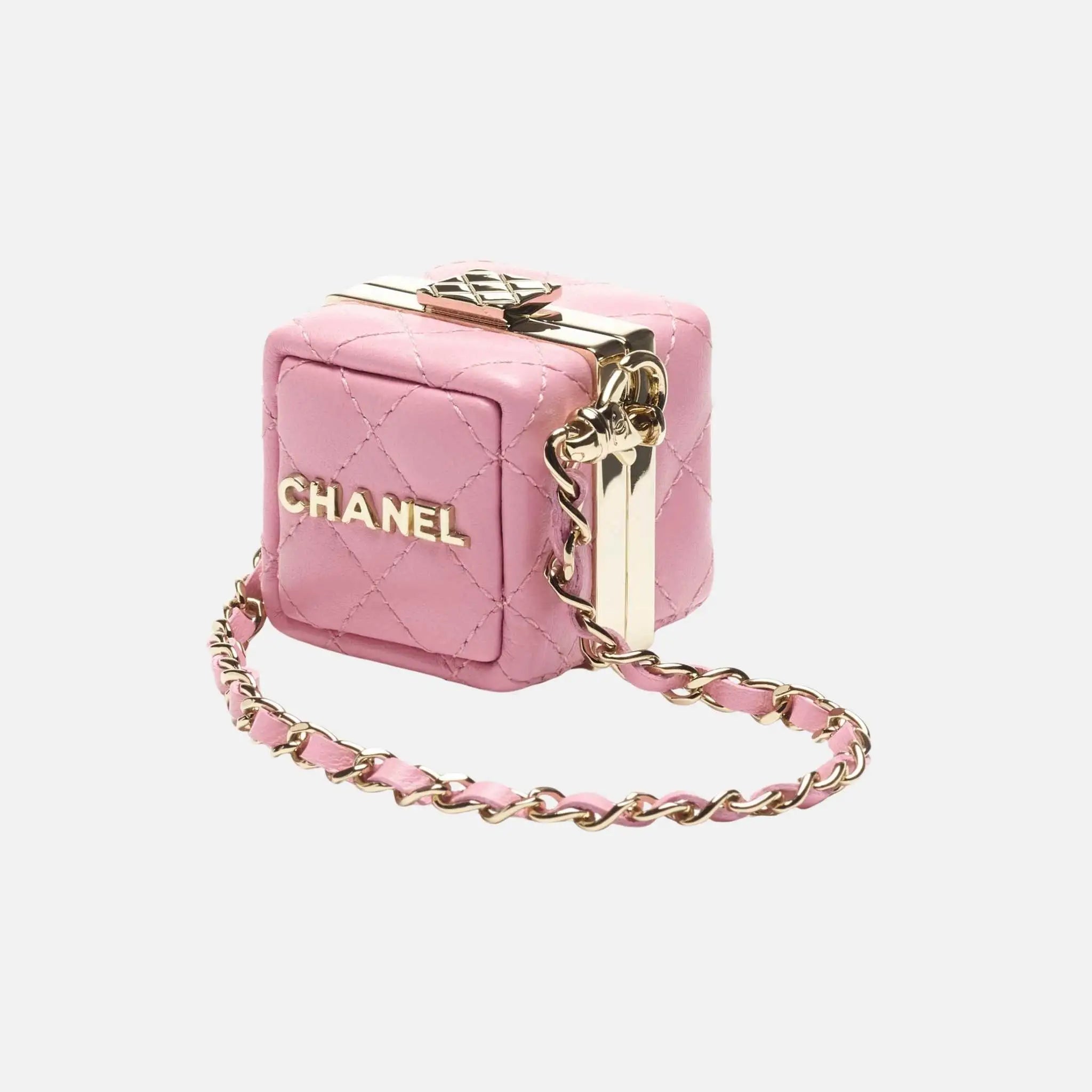 Chanel Mini Lambskin Bag Charm, Pink, Front