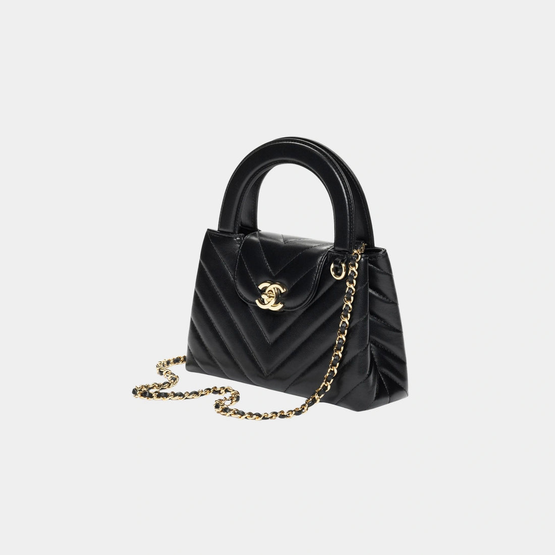 Chanel Mini Tote Bag Shiny Lamb & Gold-Plated Metal Black