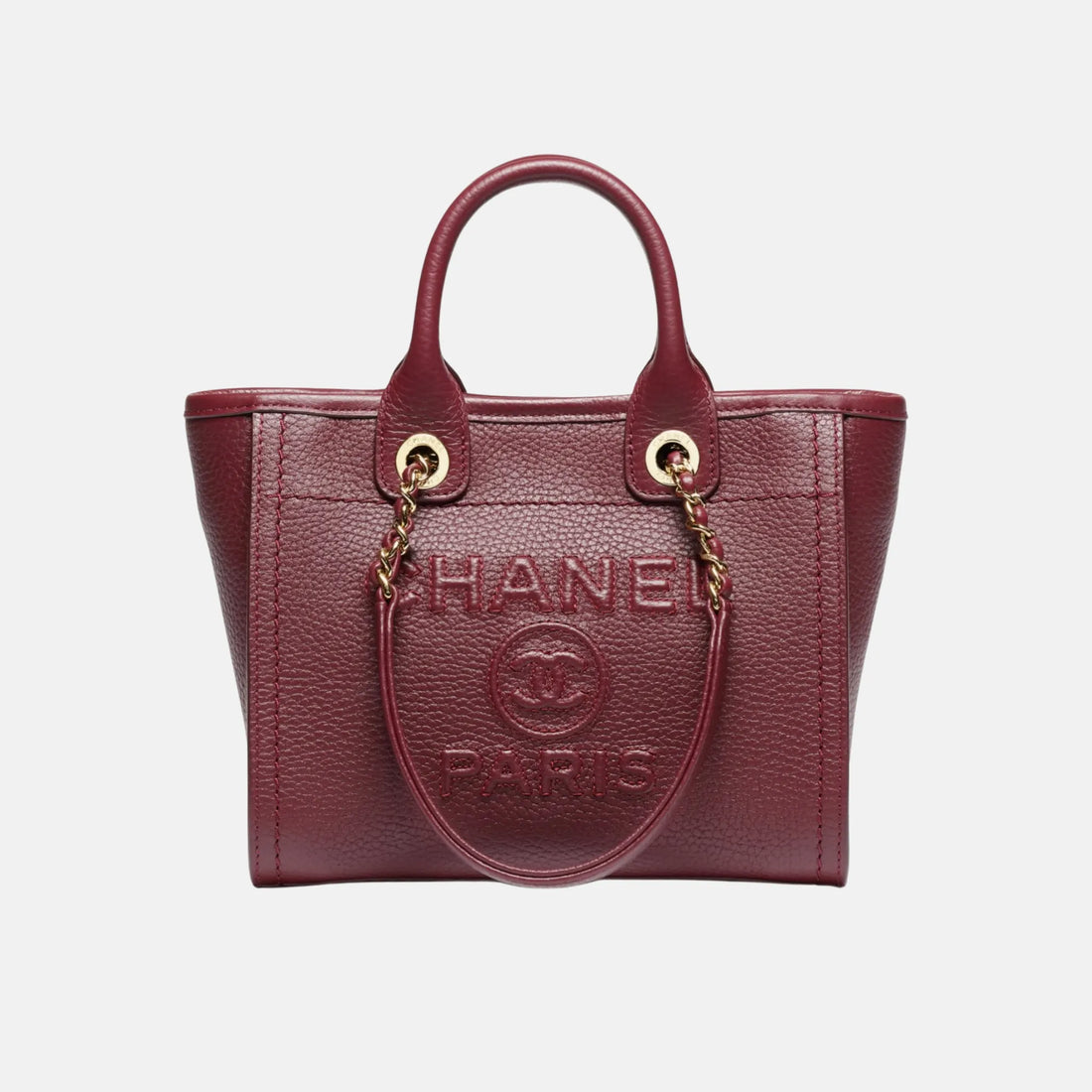 alt
حقيبة Chanel ميني توت من جلد العجل المحبّب بلون خمري داكن
