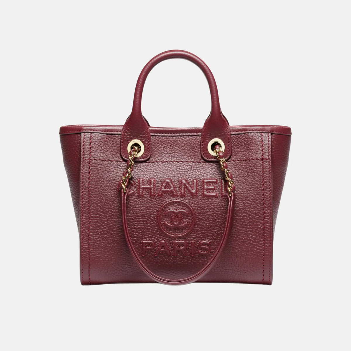 Mini Tote Grained Calfskin in Dark Burgundy
