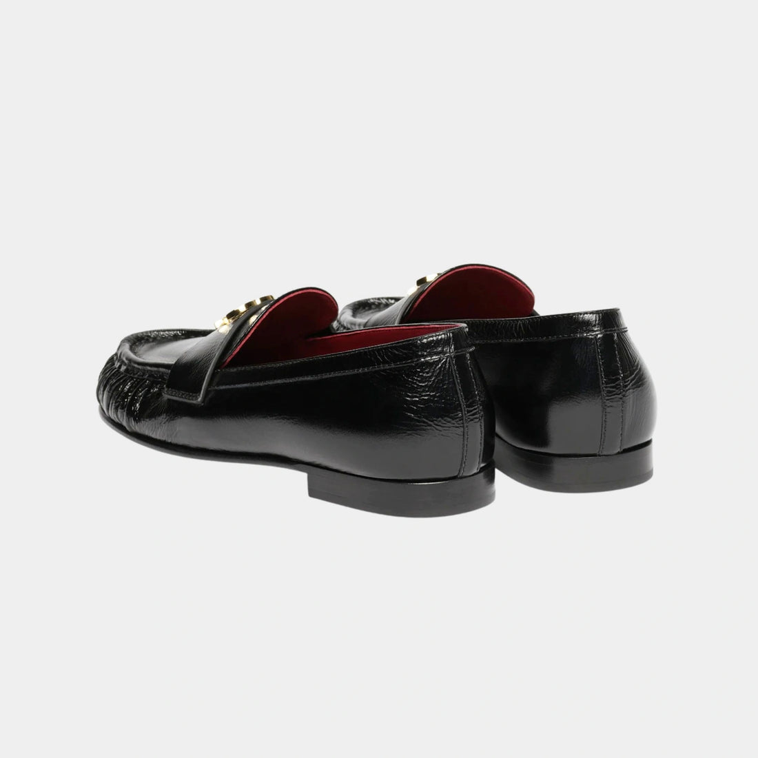 Chanel Moccasins Crinkled Shiny Lamb Black