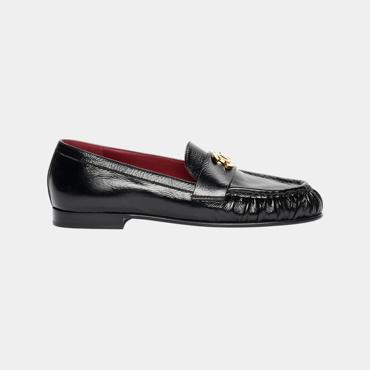 Moccasins Crinkled Shiny Lamb Black