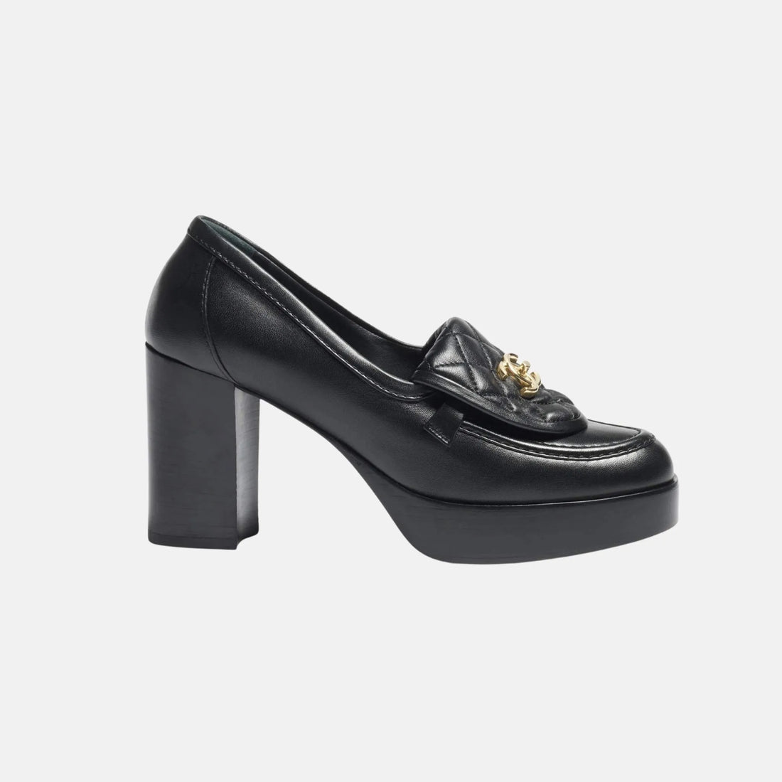 Chanel Moccasins in Black Lambskin, Side