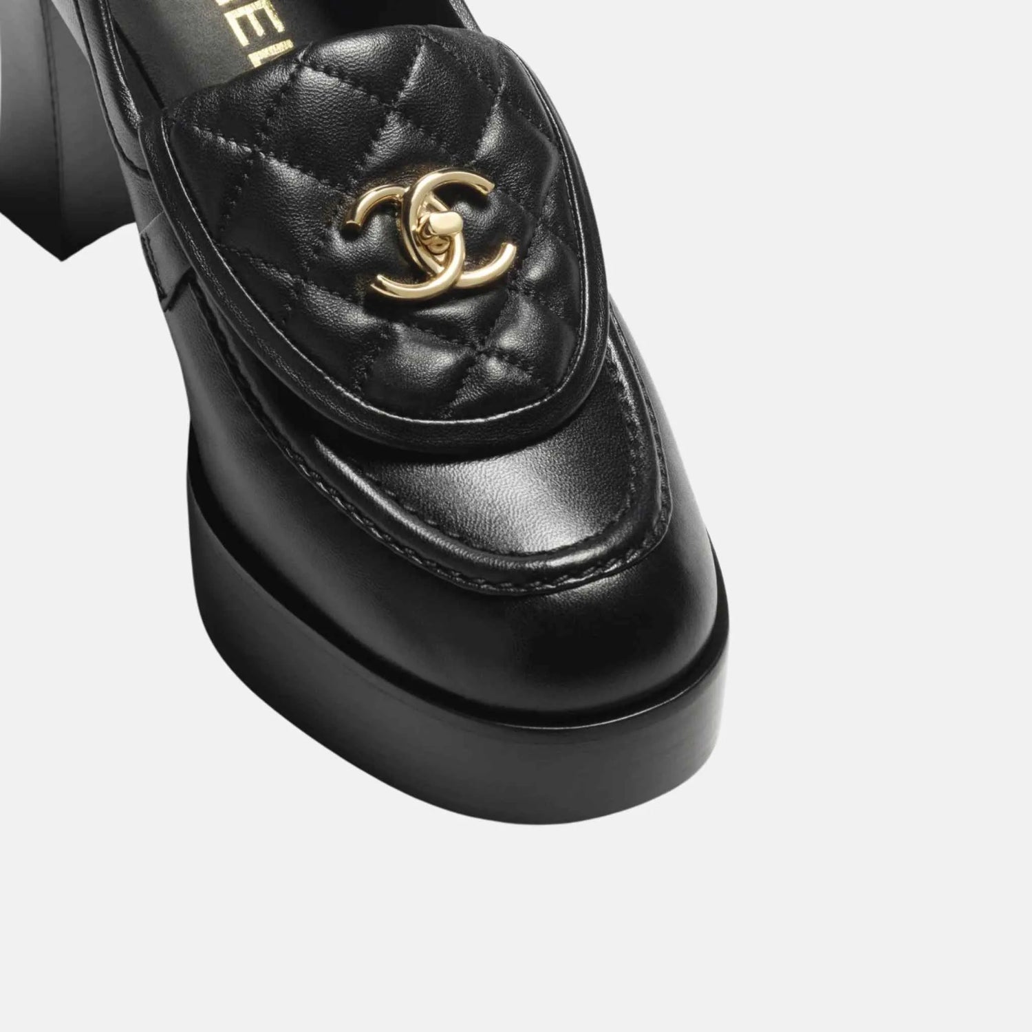 Chanel Moccasins in Black Lambskin, Top