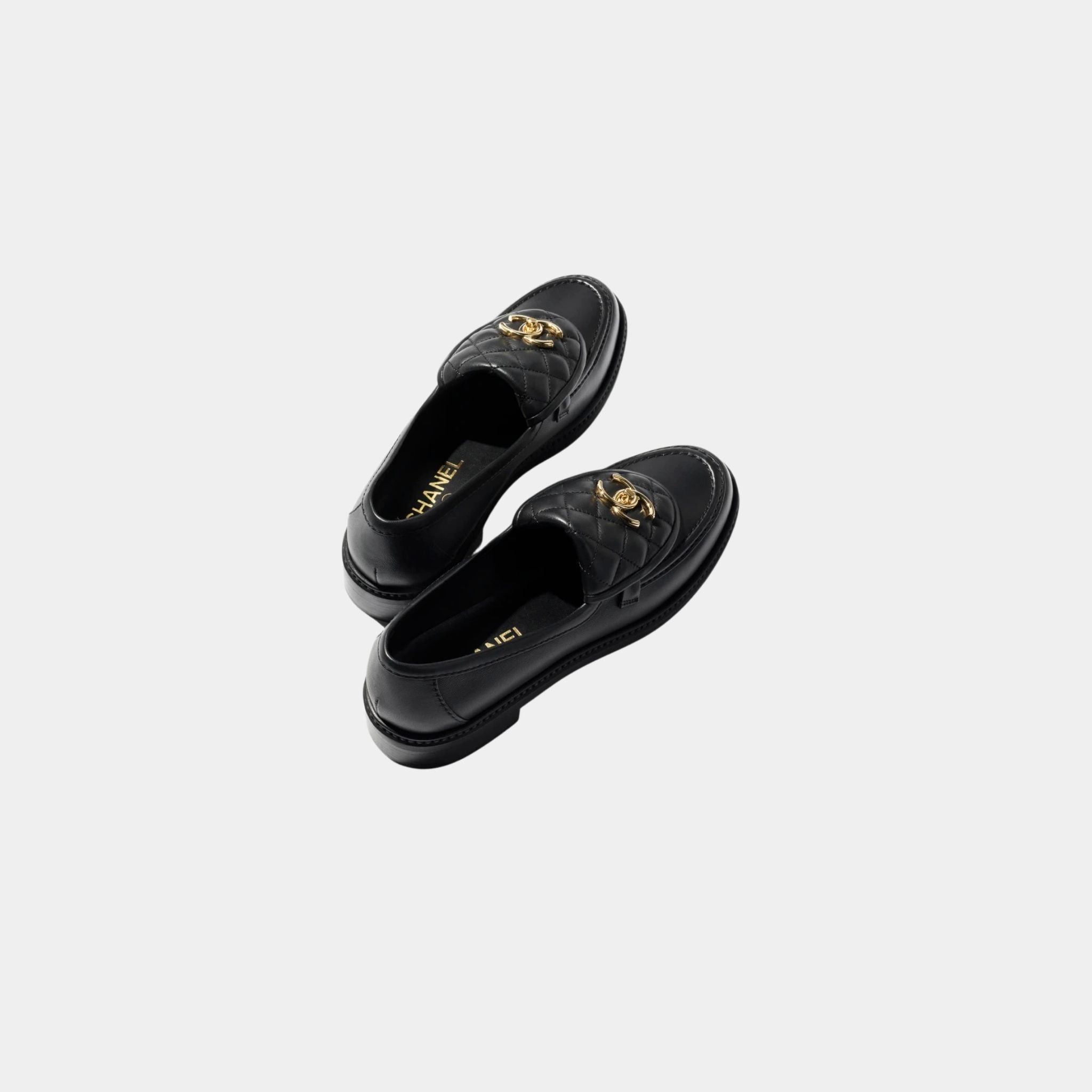 Chanel Moccasins In Lambskin, Black, Top