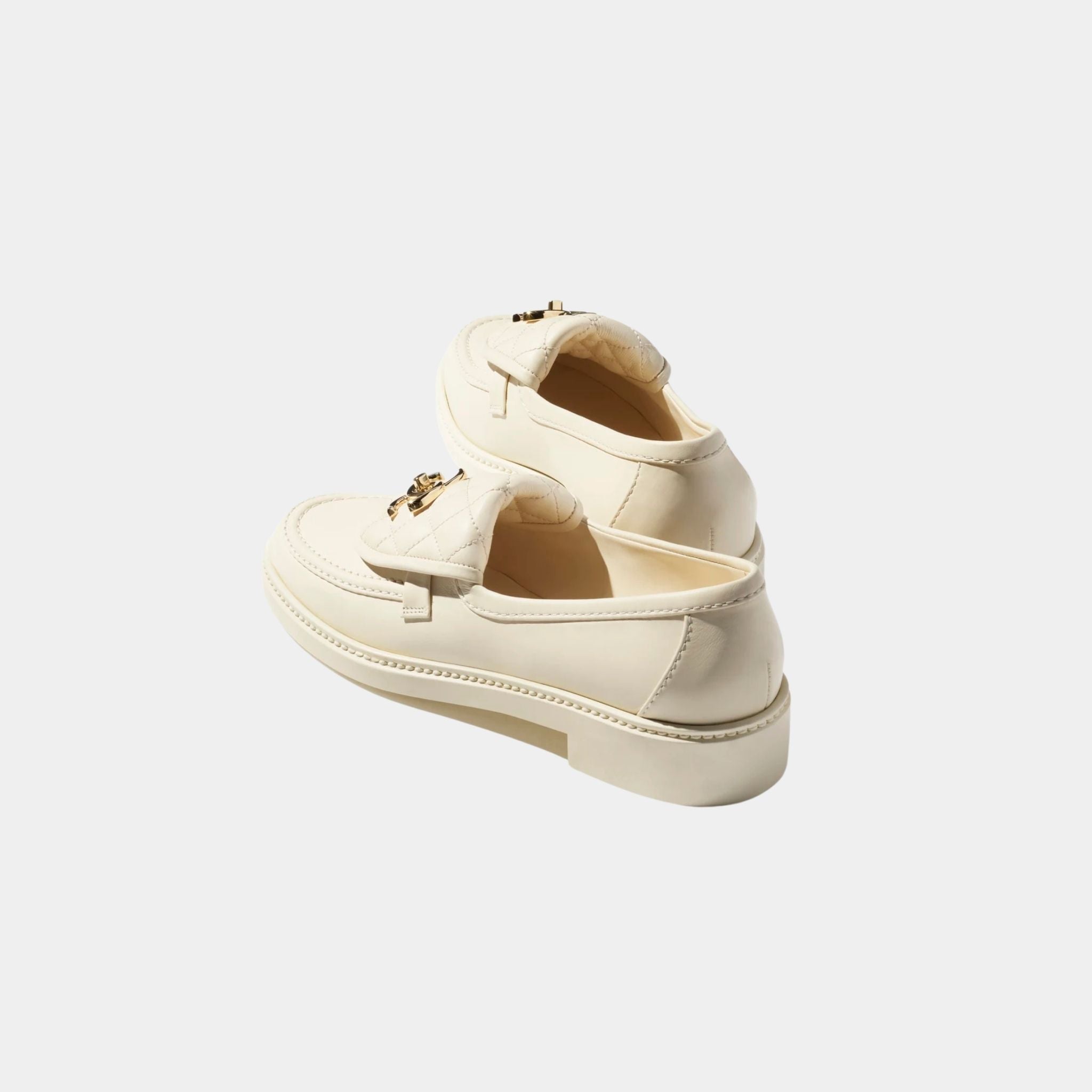 Chanel Moccasins In Lambskin, Ivory, Back